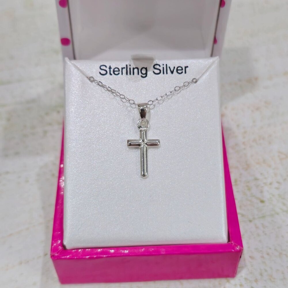 Charming Girl ✦ Cross Pendant Necklace ✦ Sterling Silver Dainty Chain Minimalist